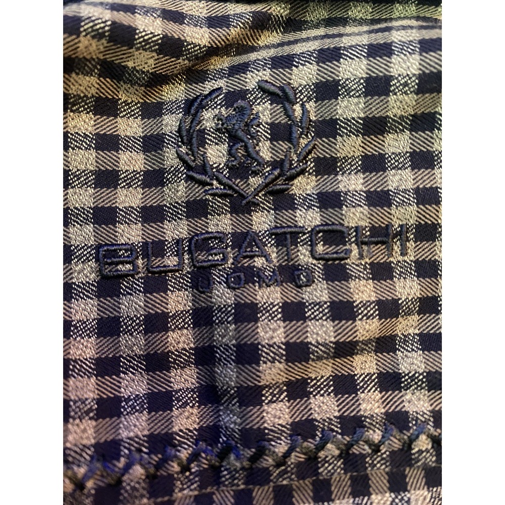 Men's Bugatchi Uomo Classic Fit Shirt M Blue Grey Check Button Up Long Sl READ - Picture 6 of 8